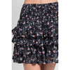 Black Floral Ruffled Mini Skirt - Bottoms