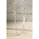 Chain Necklace with Bar Pendant - Silver/Gold - Jewelry