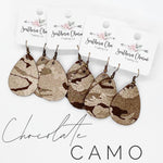 Chocolate Camo Leather Earrings - Accessories