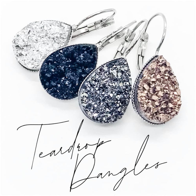 Dangle Teardrop Earrings - Silver - Accessories