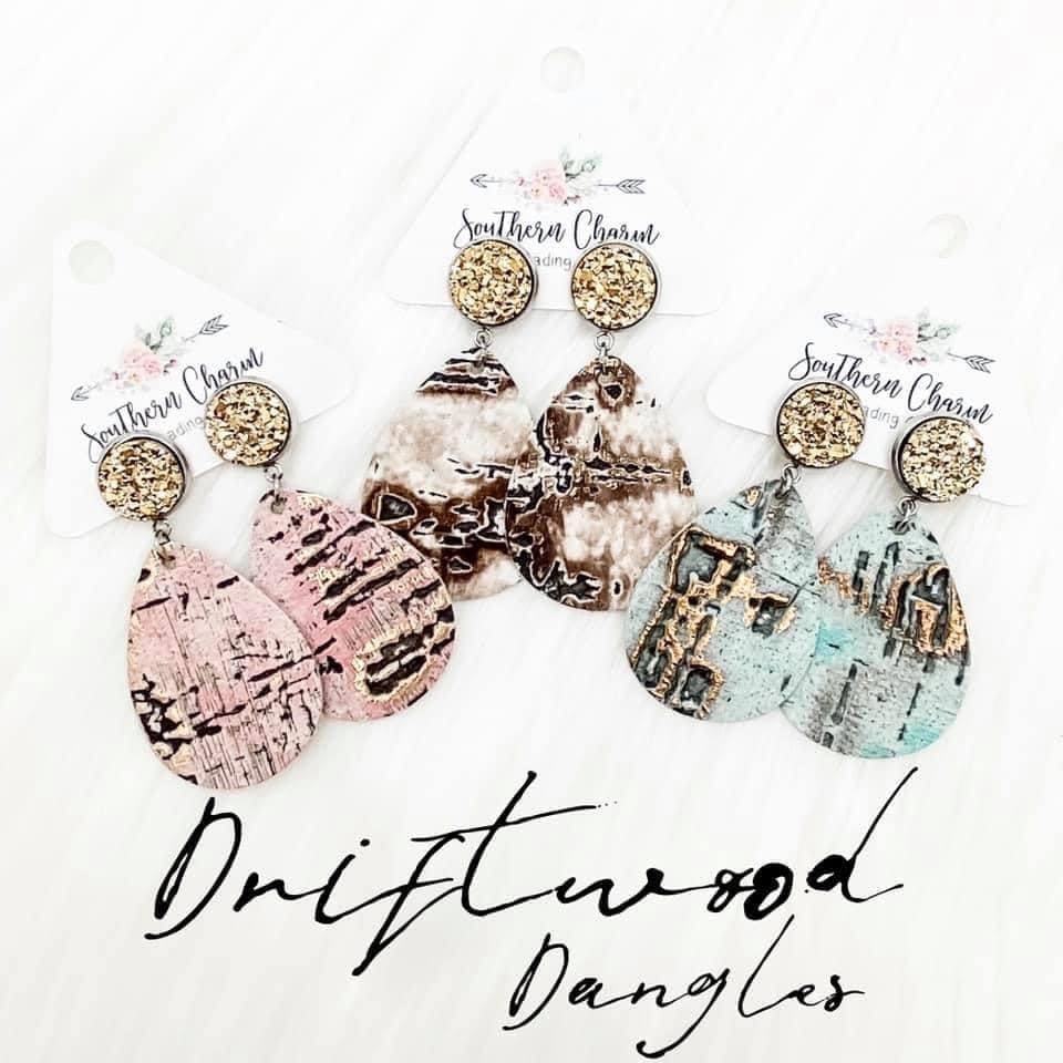 Driftwood Leather Dangle Earrings - Jewelry