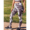 Grey and White Print High Waist Leggings - Small / Grey/White - Activewear