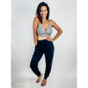 Ribbed Front Tie Waist Joggers - Bottoms