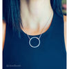 Sterling Silver Pave Circle Pendant Necklace - Jewelry