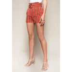 Striped Paperbag Shorts - Rust - Bottoms