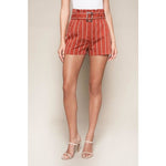 Striped Paperbag Shorts - Rust - Bottoms